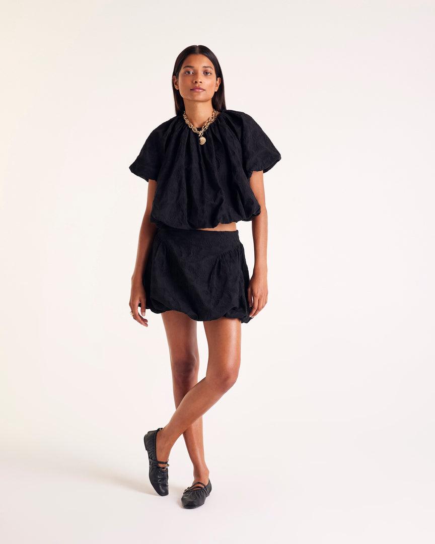 Calixte skirt with black embroidery by BALZAC PARIS