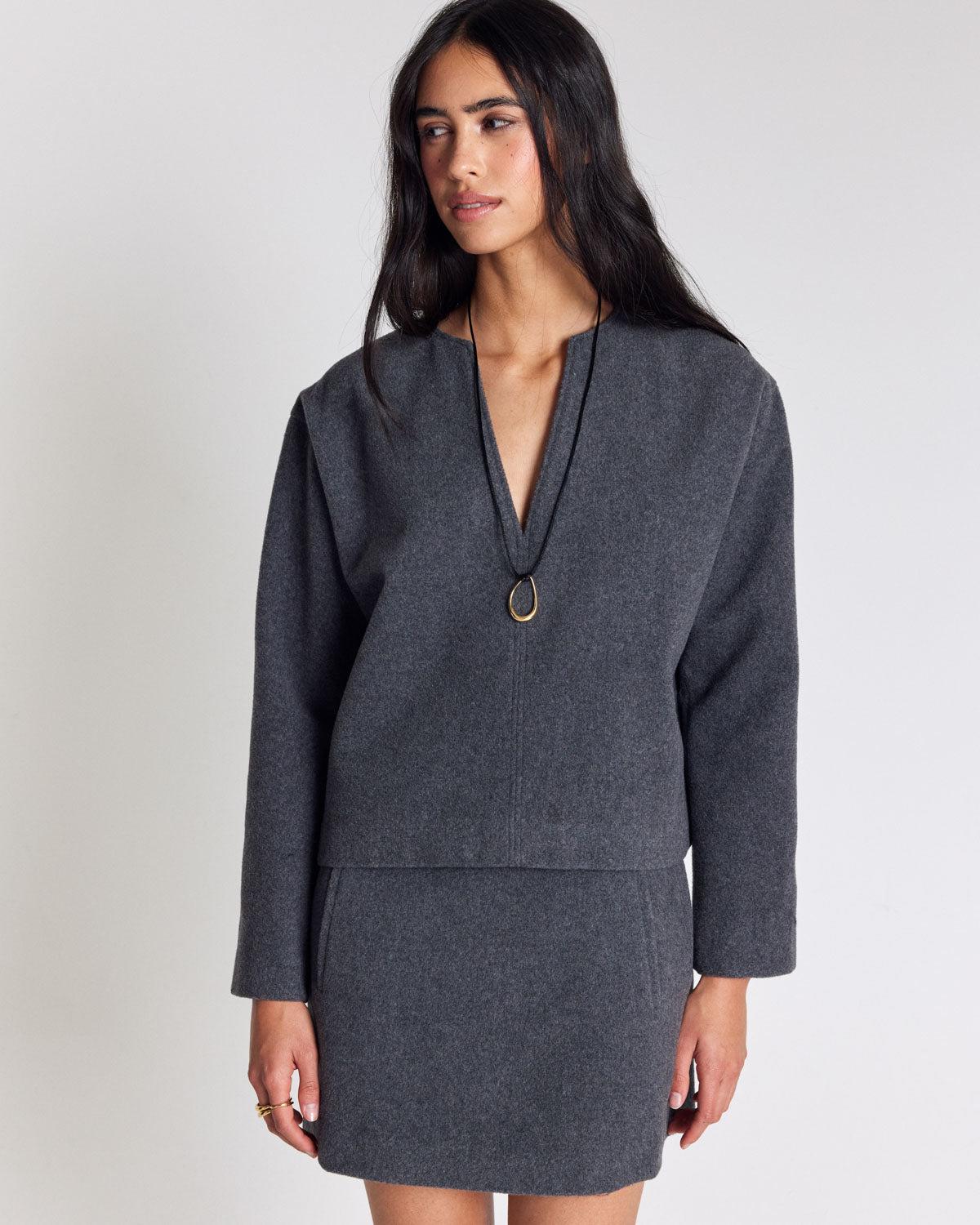 Carmina smock in ash grey by BALZAC PARIS
