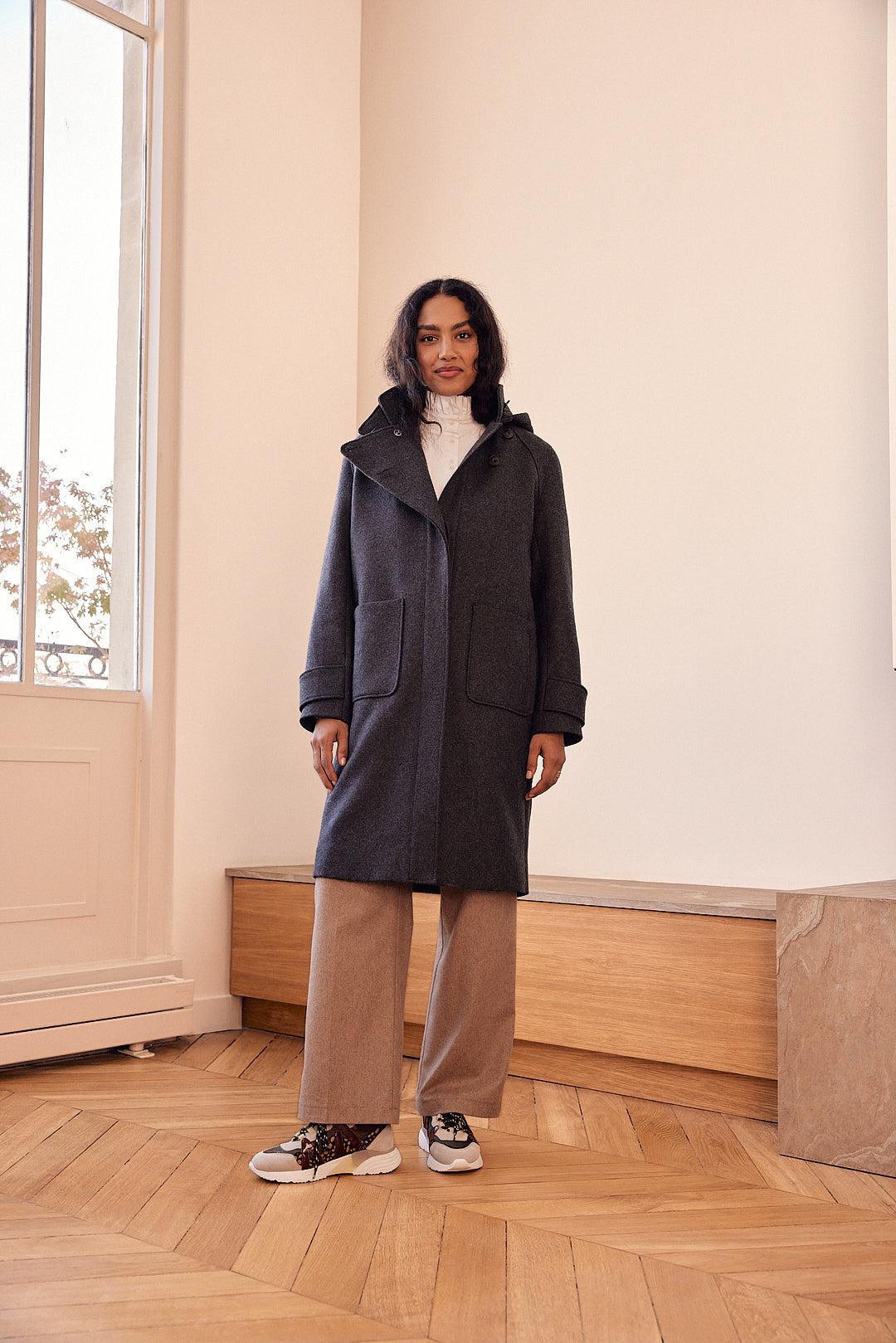 Charcoal gray Jarry coat by BALZAC PARIS