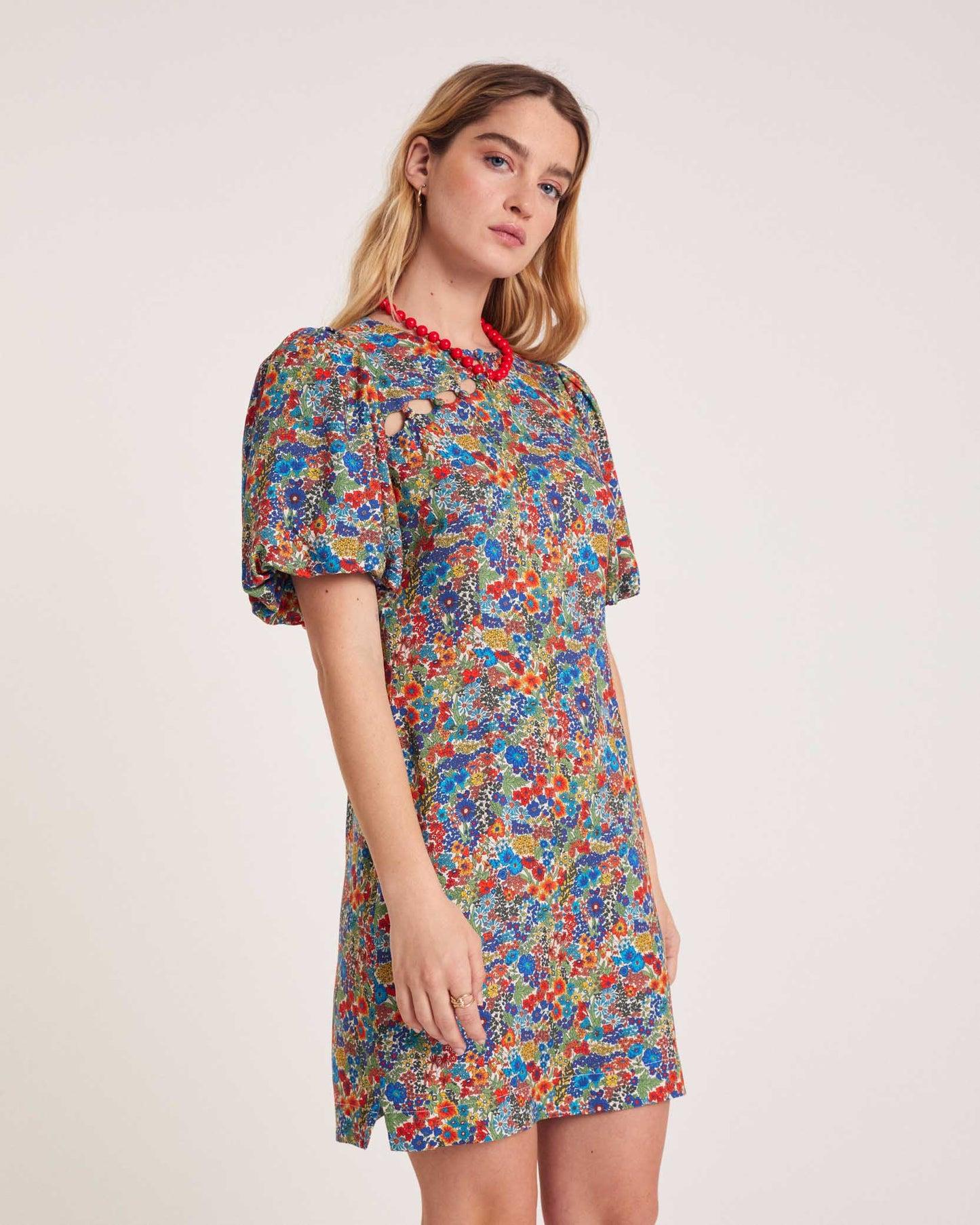 Charlotte dress in blue and yellow Liberty fabric by BALZAC PARIS