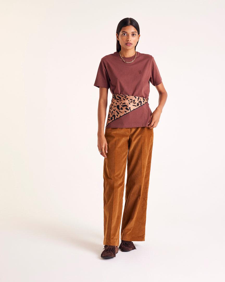 Chocolate Embroidered Bree T-shirt by BALZAC PARIS