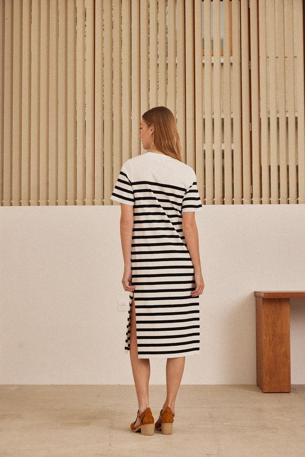 Claodia dress with black stripes by BALZAC PARIS