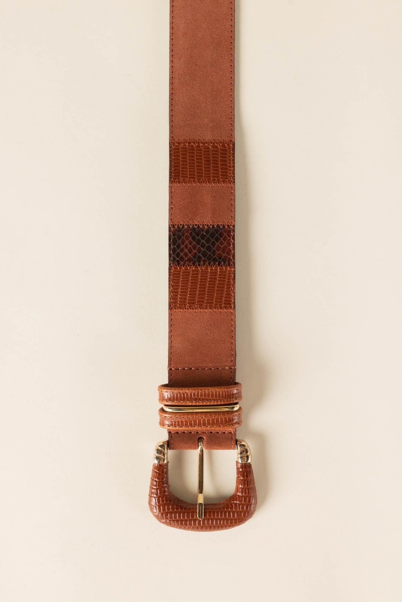 Cognac patchwork Neritine belt by BALZAC PARIS