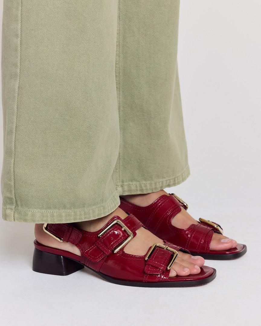 Crinkled patent leather Flor sandals by BALZAC PARIS