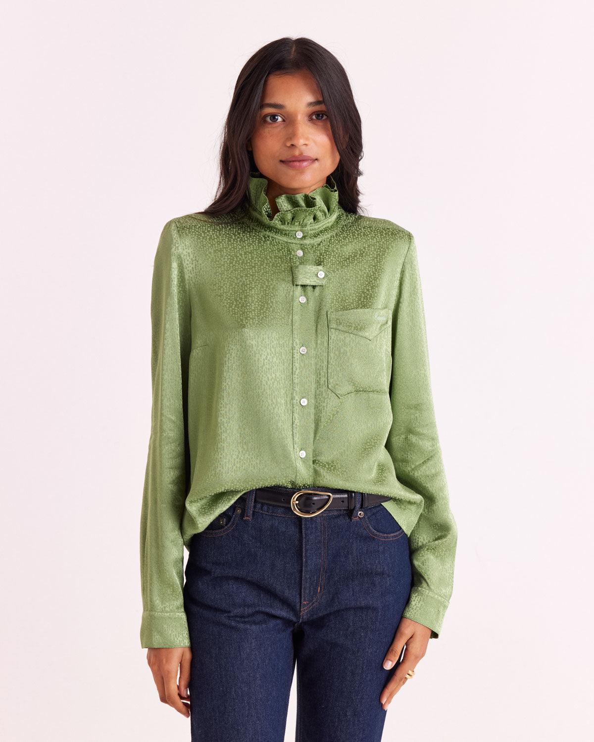 Cyrielle sage green shirt by BALZAC PARIS