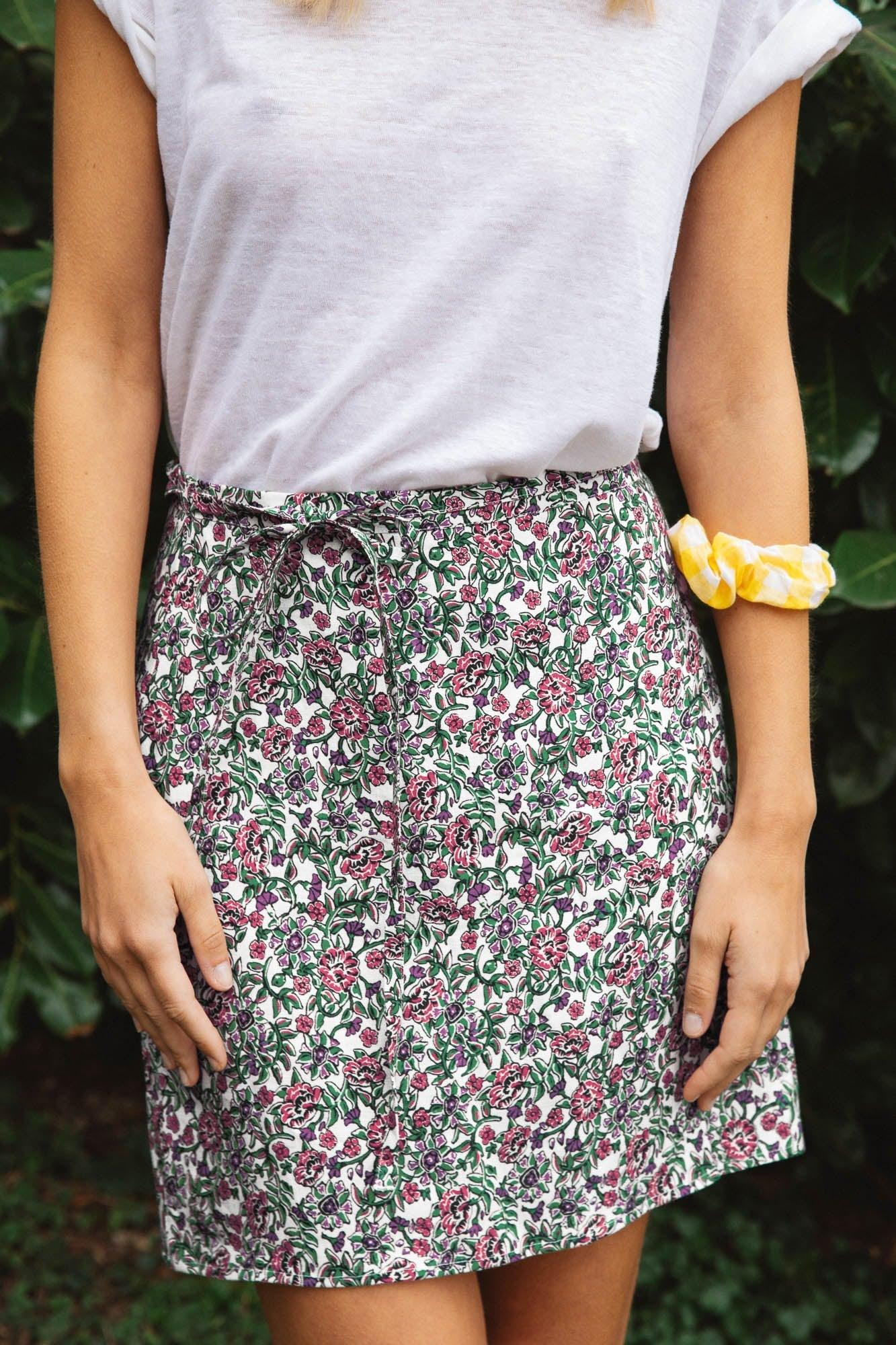 Daffodil skirt with flower love print by BALZAC PARIS