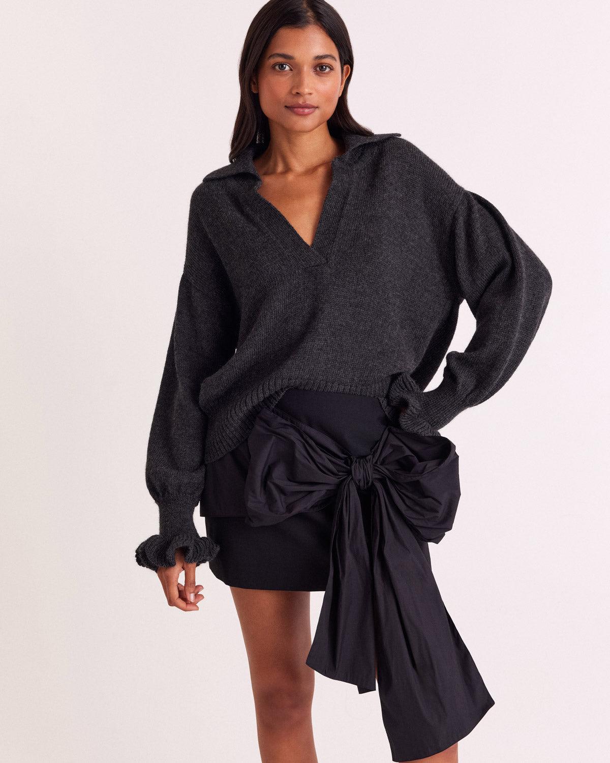 Dark heather grey Ophy sweater by BALZAC PARIS