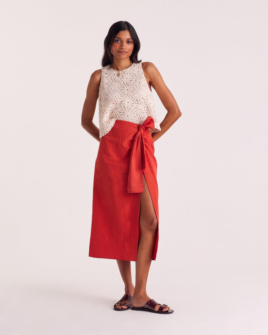 Donata poppy red skirt by BALZAC PARIS