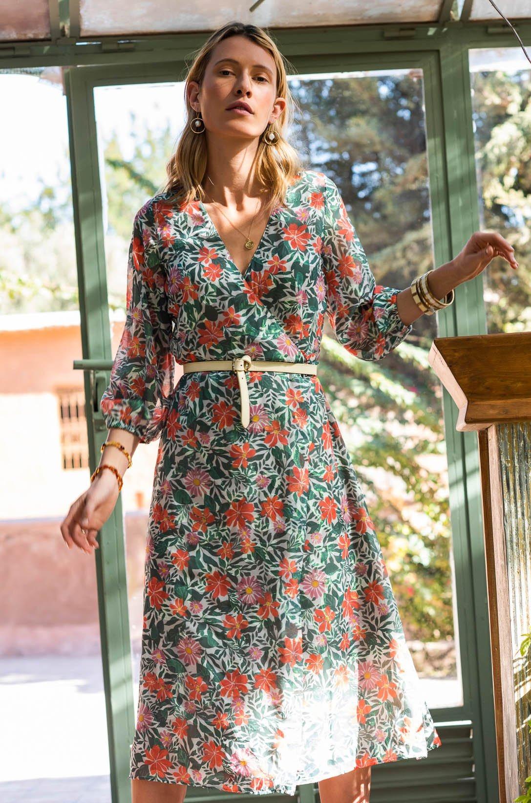 Dress Elma iridescent flowers by BALZAC PARIS