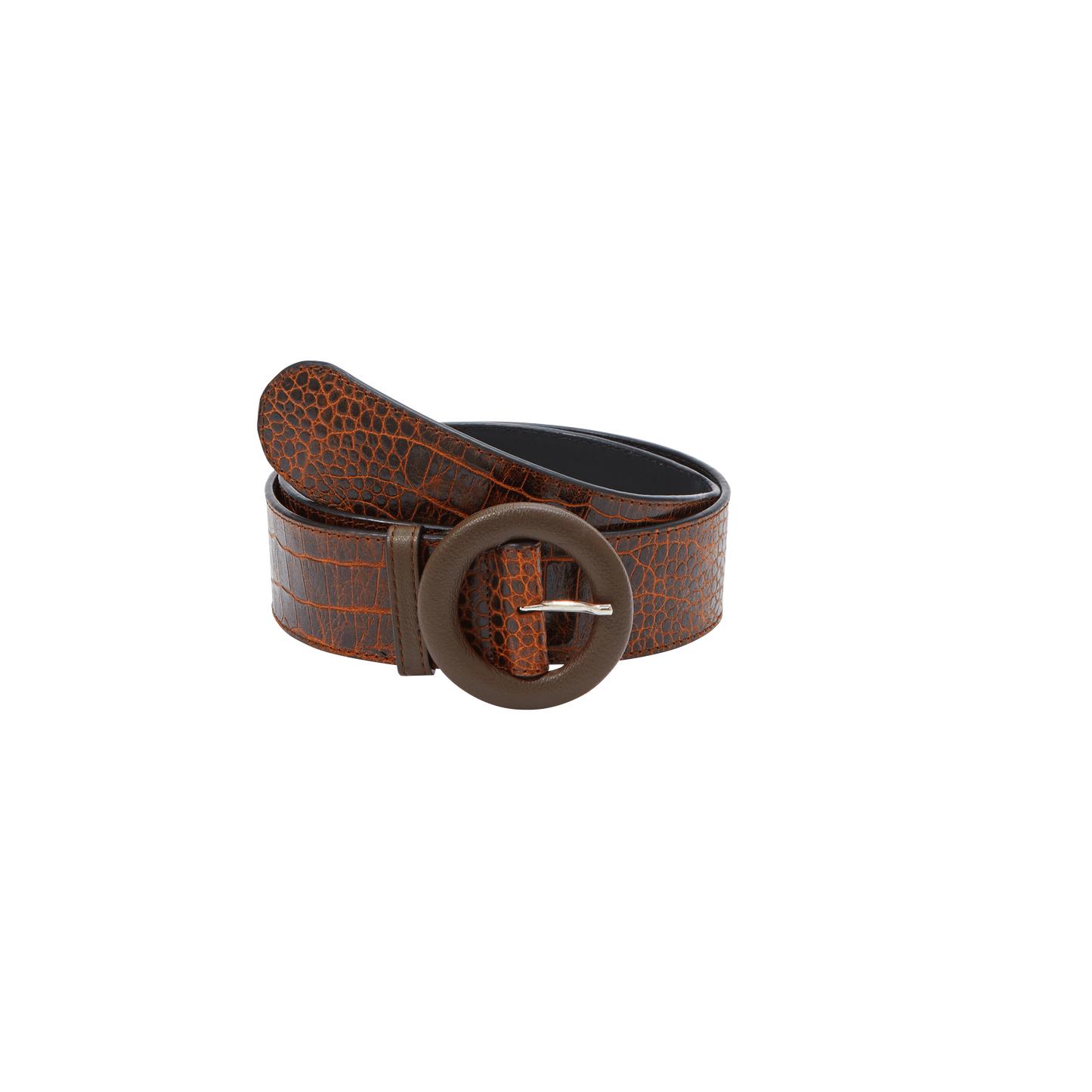 Embossed cognac Yacine belt by BALZAC PARIS