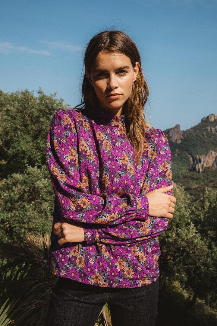 Estime blouse with sixties flower print by BALZAC PARIS