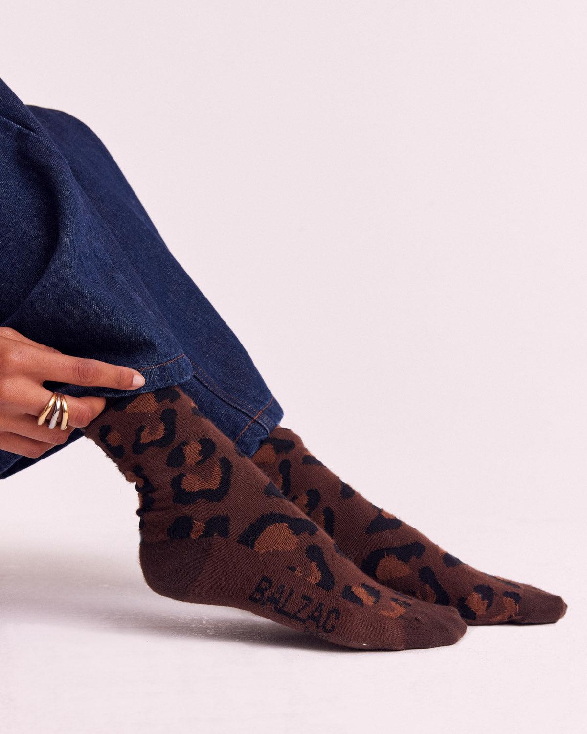Fawn Leopard Léo Socks by BALZAC PARIS