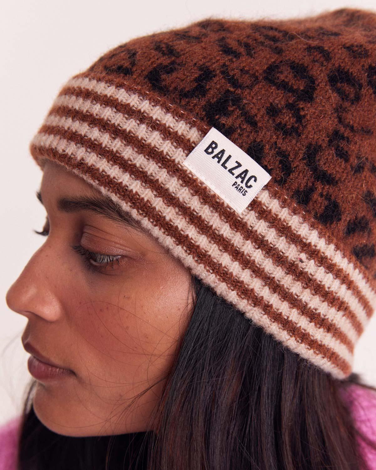 Fawn Leopard Lou Beanie by BALZAC PARIS