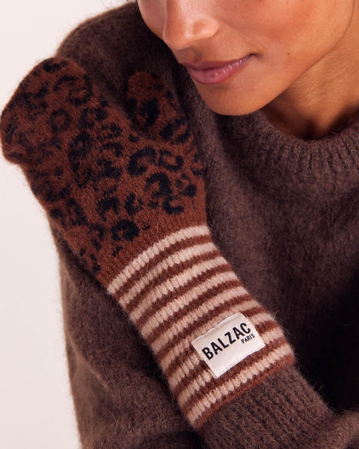 Fawn Leopard Maxens Mittens by BALZAC PARIS