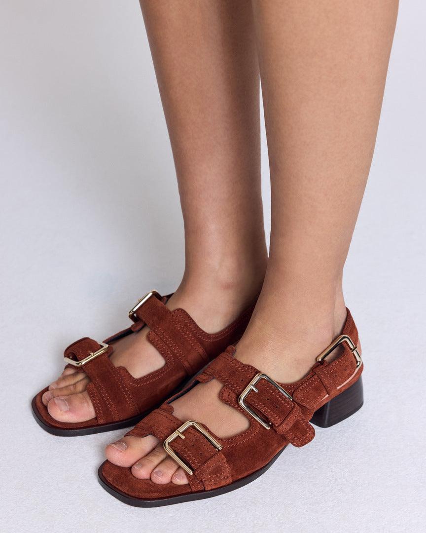 Flor brick suede sandals by BALZAC PARIS
