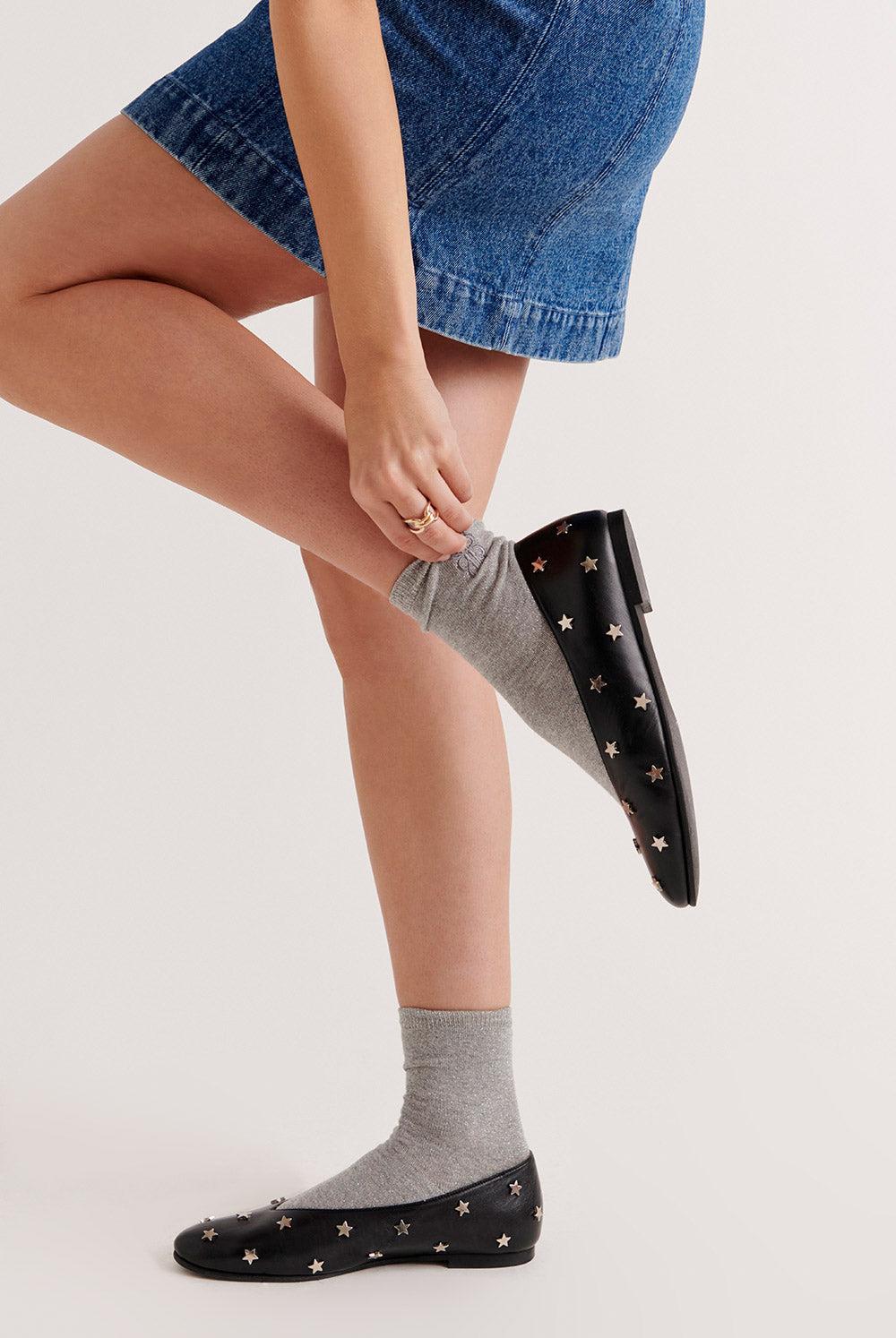 Freddie black ballerinas with silver stars by BALZAC PARIS