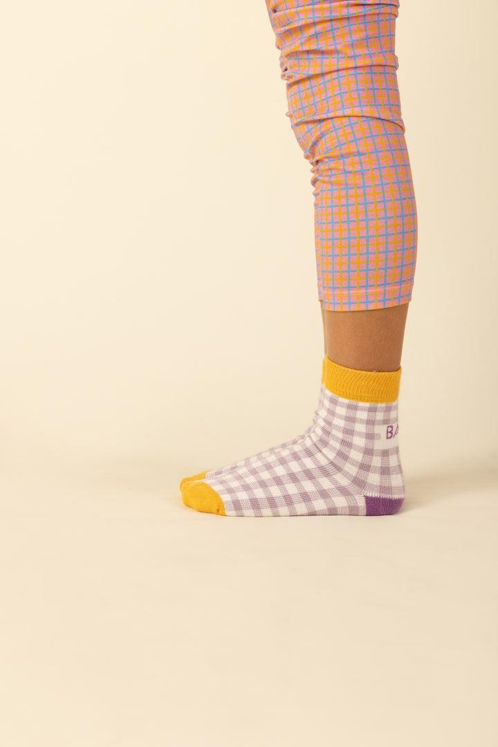 Fricadelle purple check socks by BALZAC PARIS