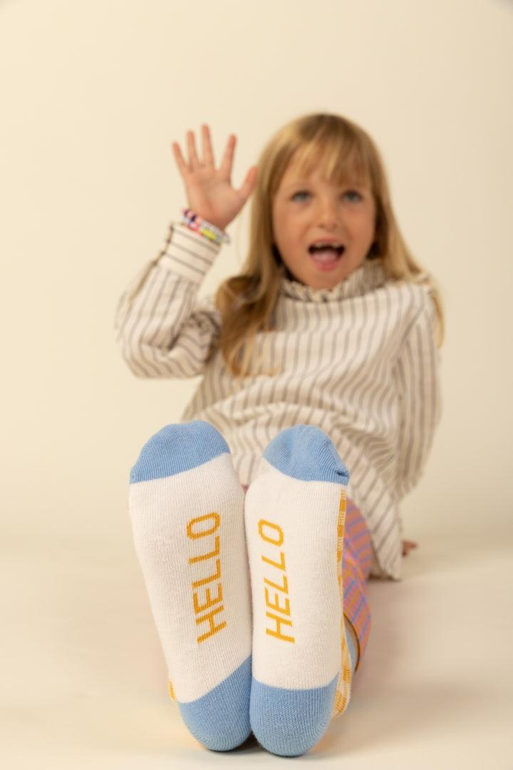 Fricadelle yellow checkered socks by BALZAC PARIS