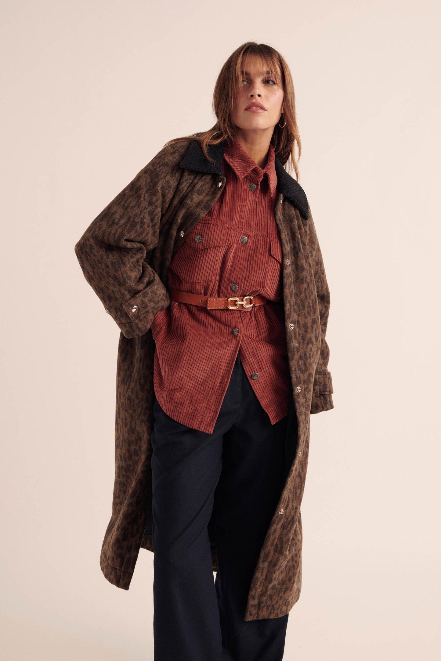 Gary dark leopard coat by BALZAC PARIS