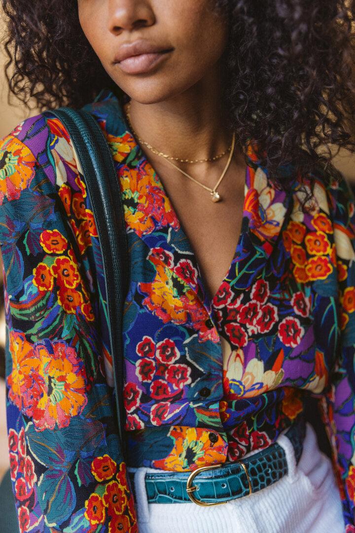 George shirt with bouquet of flowers print by BALZAC PARIS