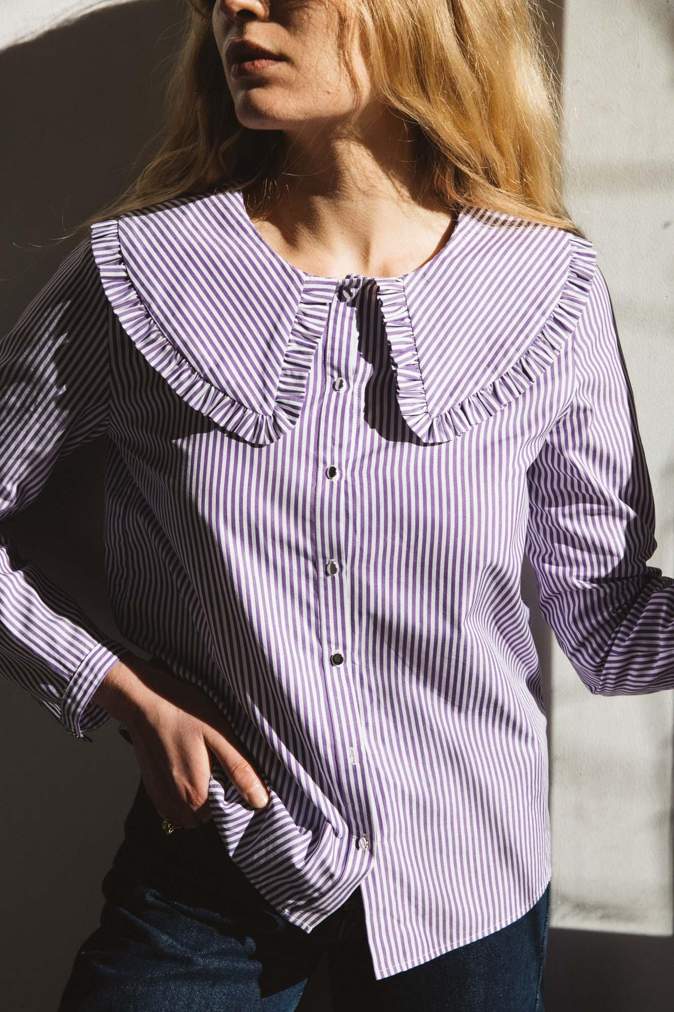 Gian shirt purple stripes by BALZAC PARIS