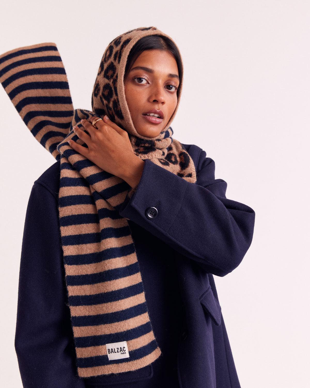 Gigi Balaclava in blue and leopard stripe by BALZAC PARIS