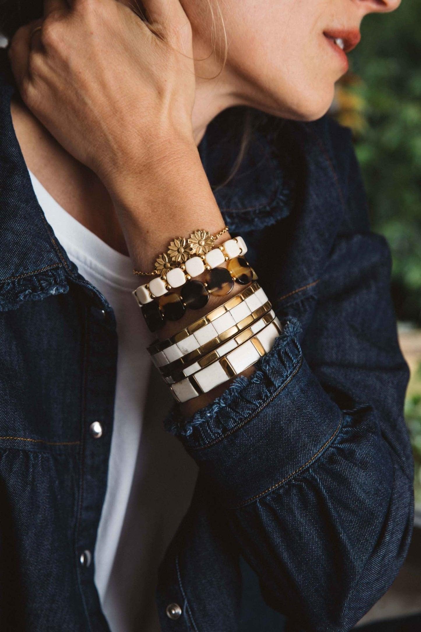 Gold and ecru Anthéa bracelet by BALZAC PARIS