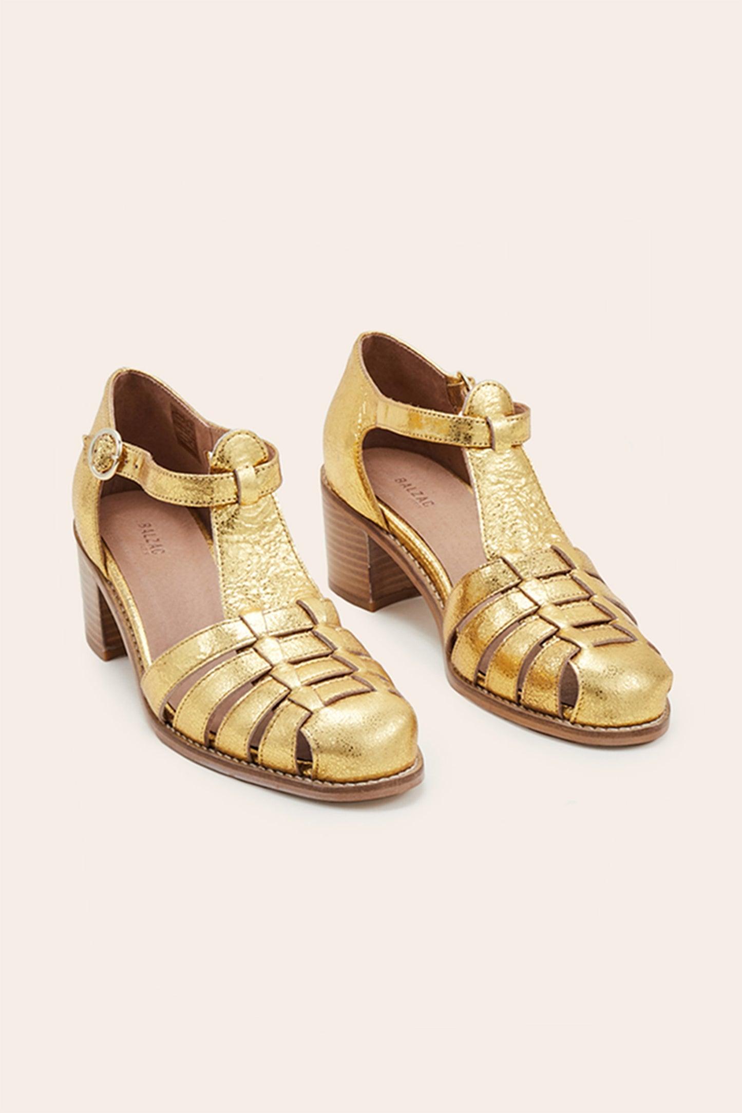 Golden Albane sandals by BALZAC PARIS