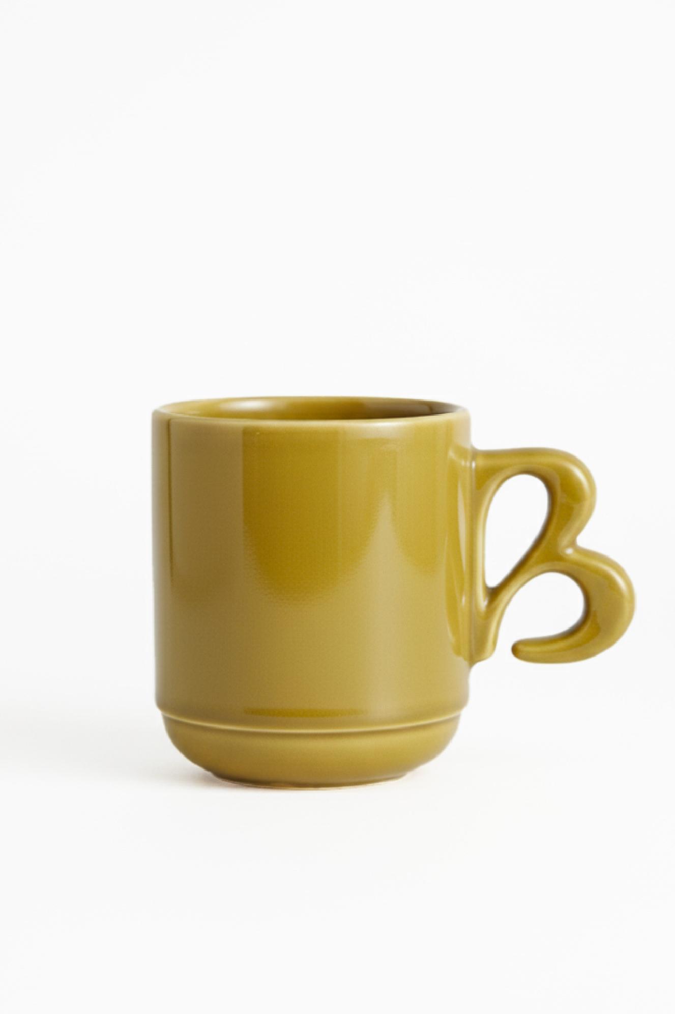 Green B-handle mug by BALZAC PARIS
