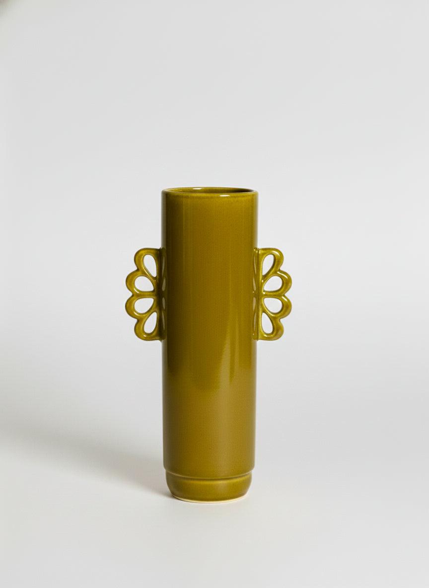 Green BB handle vase by undefined Green BB handle vase by undefined