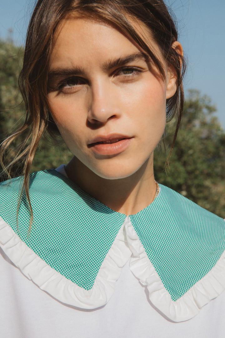 Green gingham Odine collar by BALZAC PARIS
