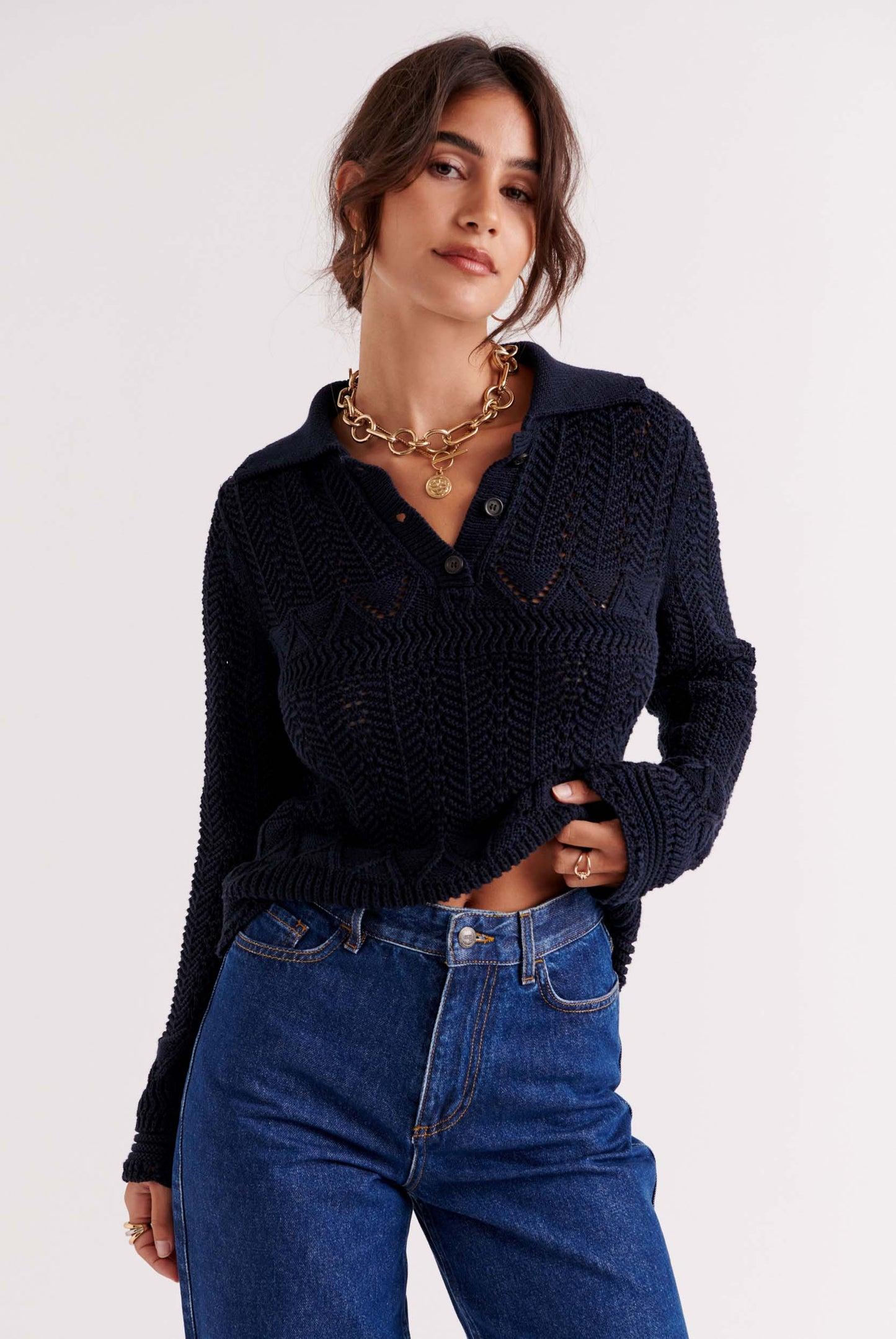 Gwena navy polo shirt by BALZAC PARIS