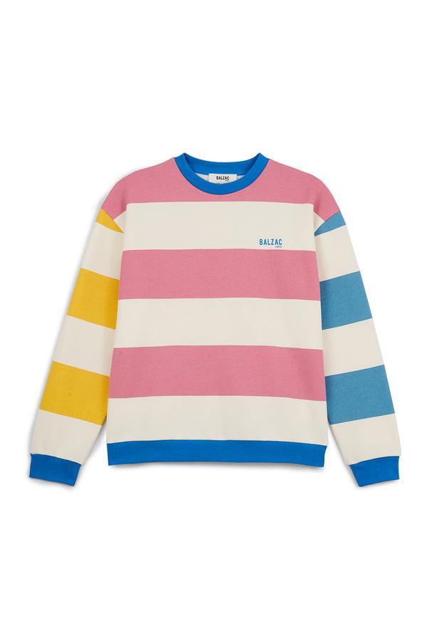 Harlow striped sweatshirt in pink, yellow, ecru by BALZAC PARIS