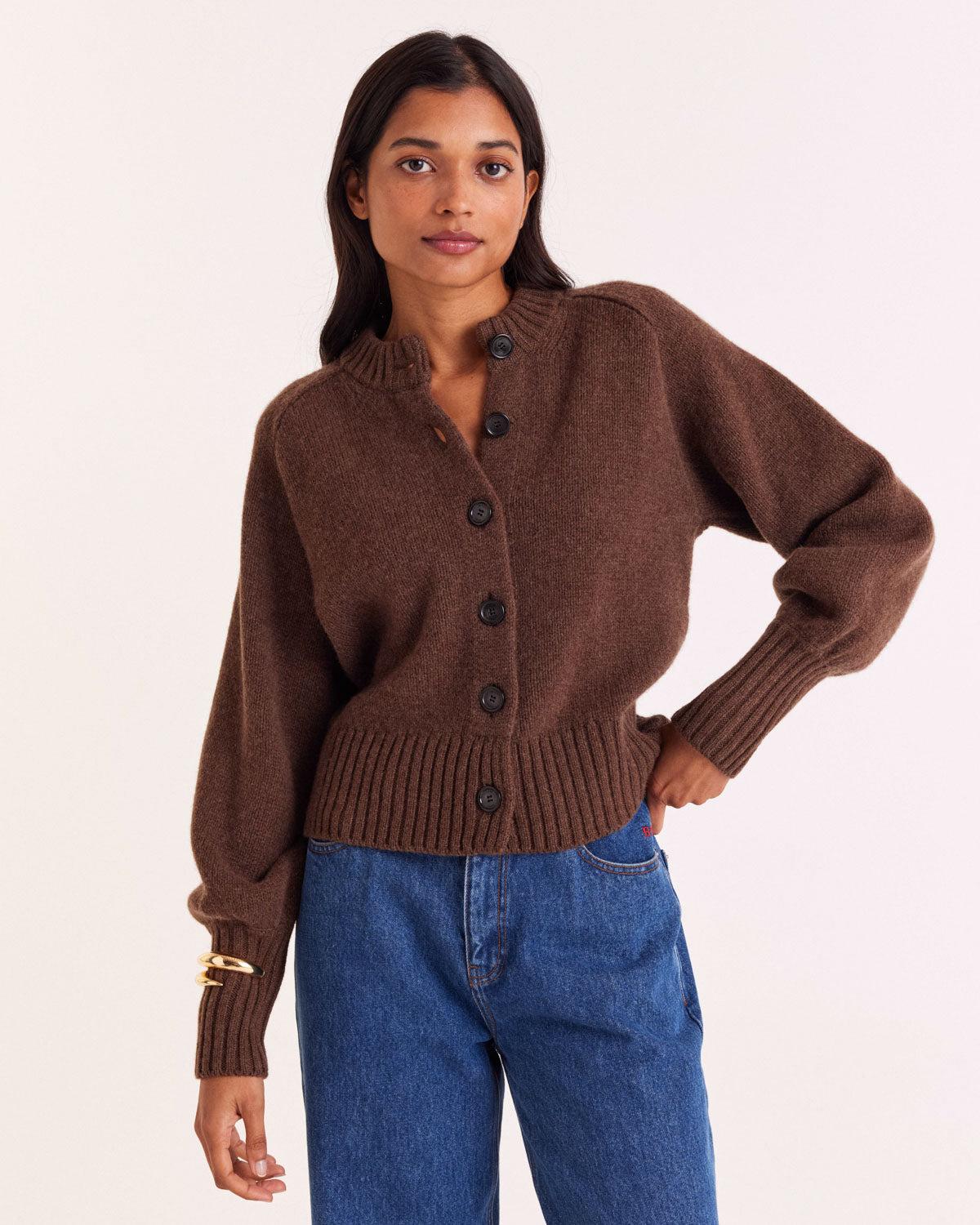 Hilda brown cardigan by BALZAC PARIS