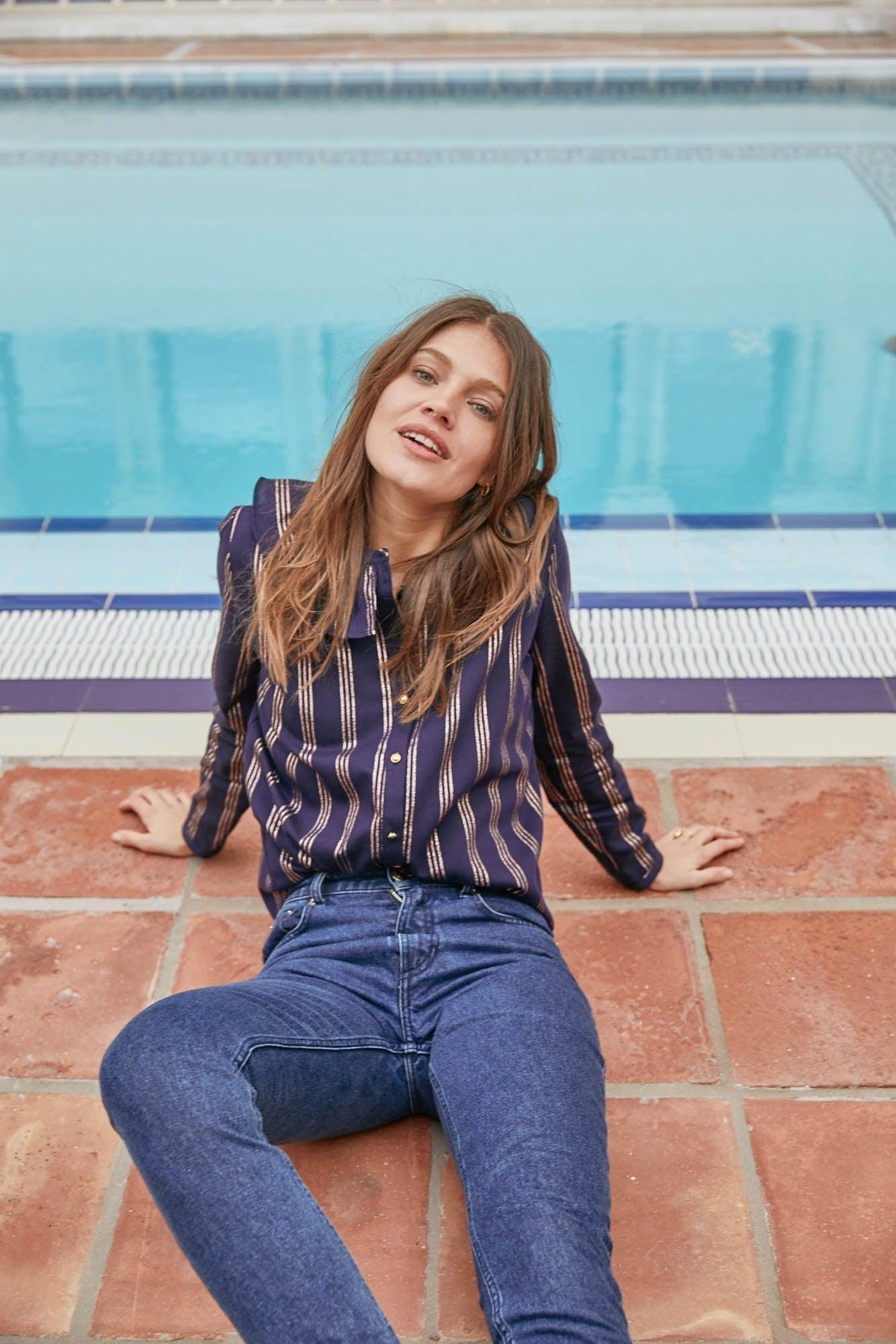 Hugo navy striped shirt by BALZAC PARIS