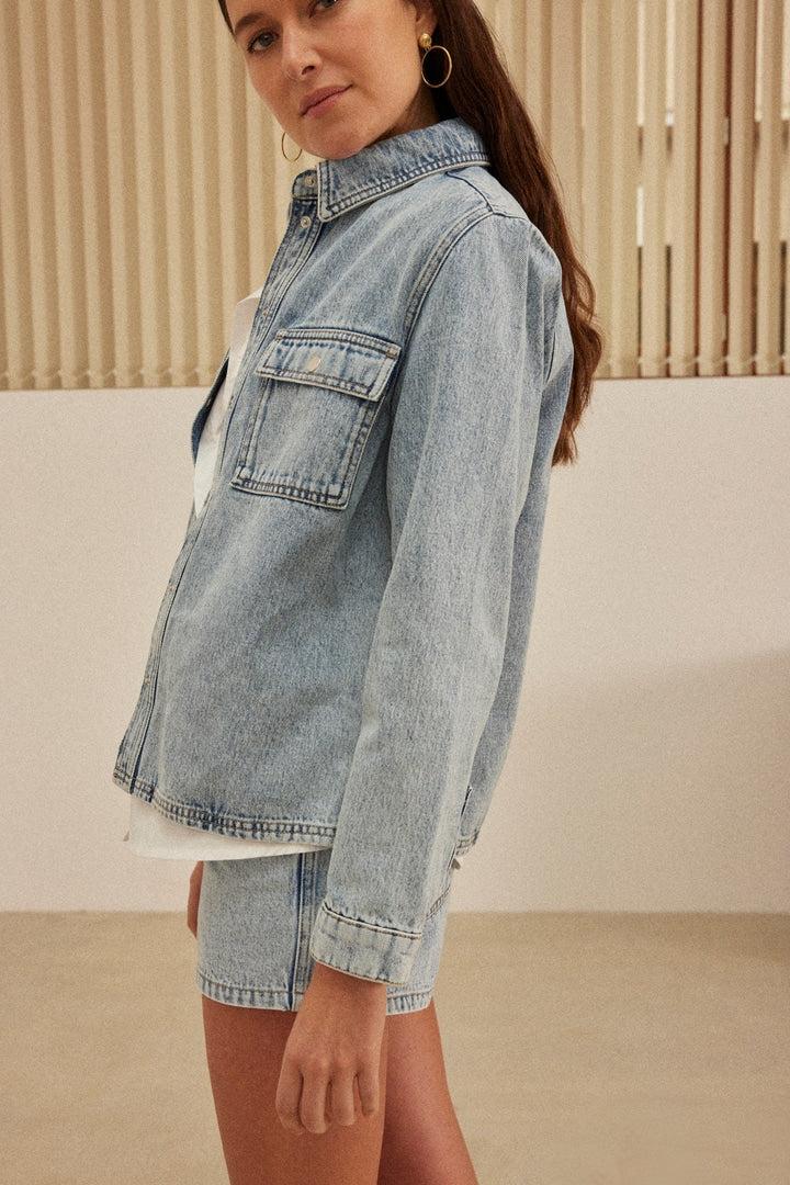 Ice Blue Carter Overshirt by BALZAC PARIS
