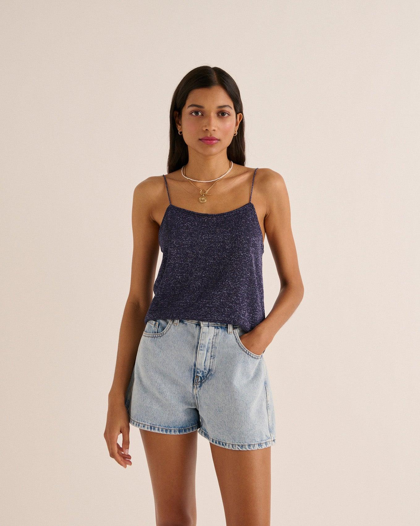 Ice blue Triomphe shorts by BALZAC PARIS