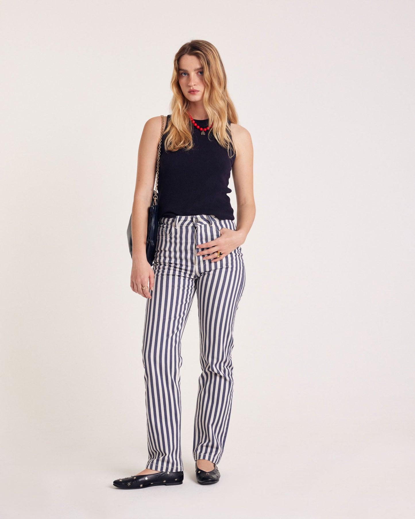 Jean Robi navy and ecru stripes by BALZAC PARIS