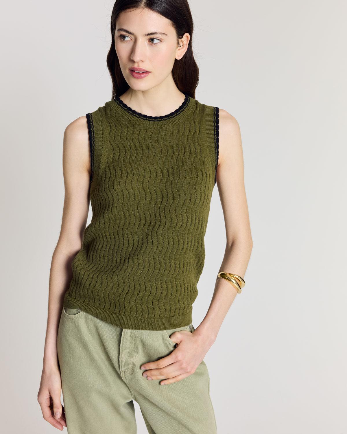Kahny olive and black top by BALZAC PARIS