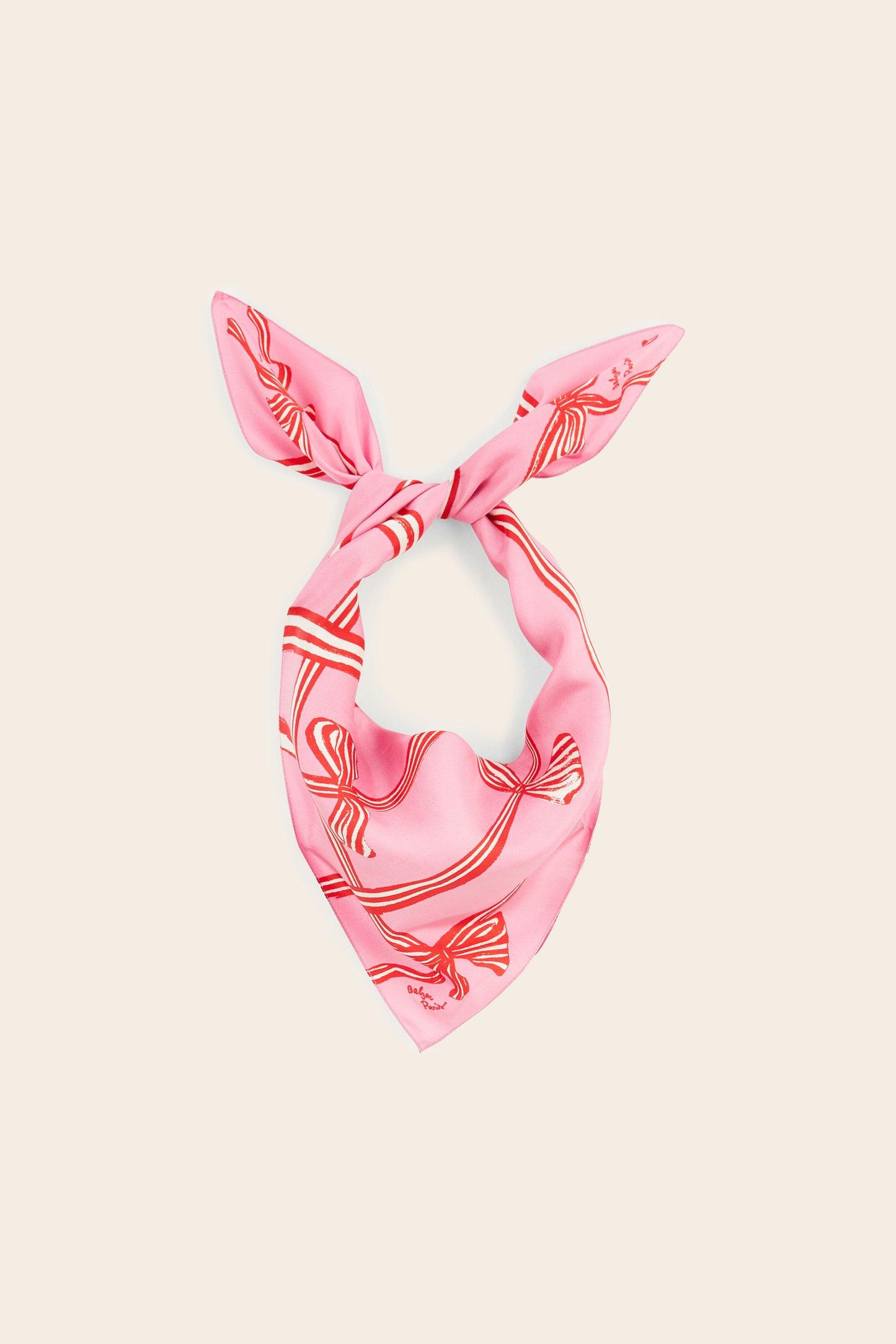 Kelly scarf with pink and red bows by BALZAC PARIS