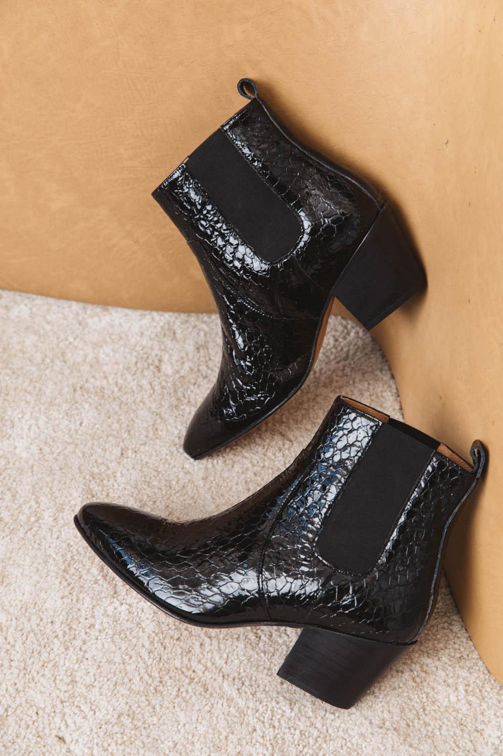 Laeticia black patent ankle boots by BALZAC PARIS