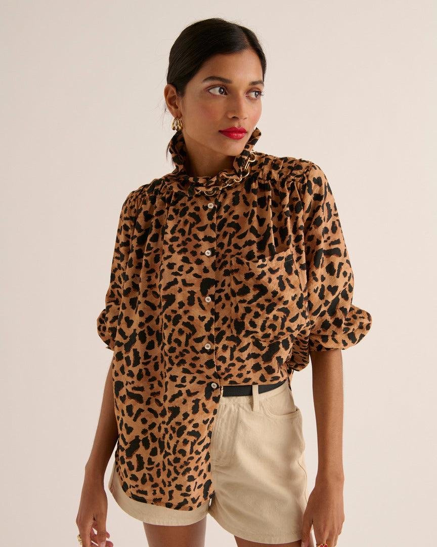 Leonor cheetah cappuccino shirt by BALZAC PARIS