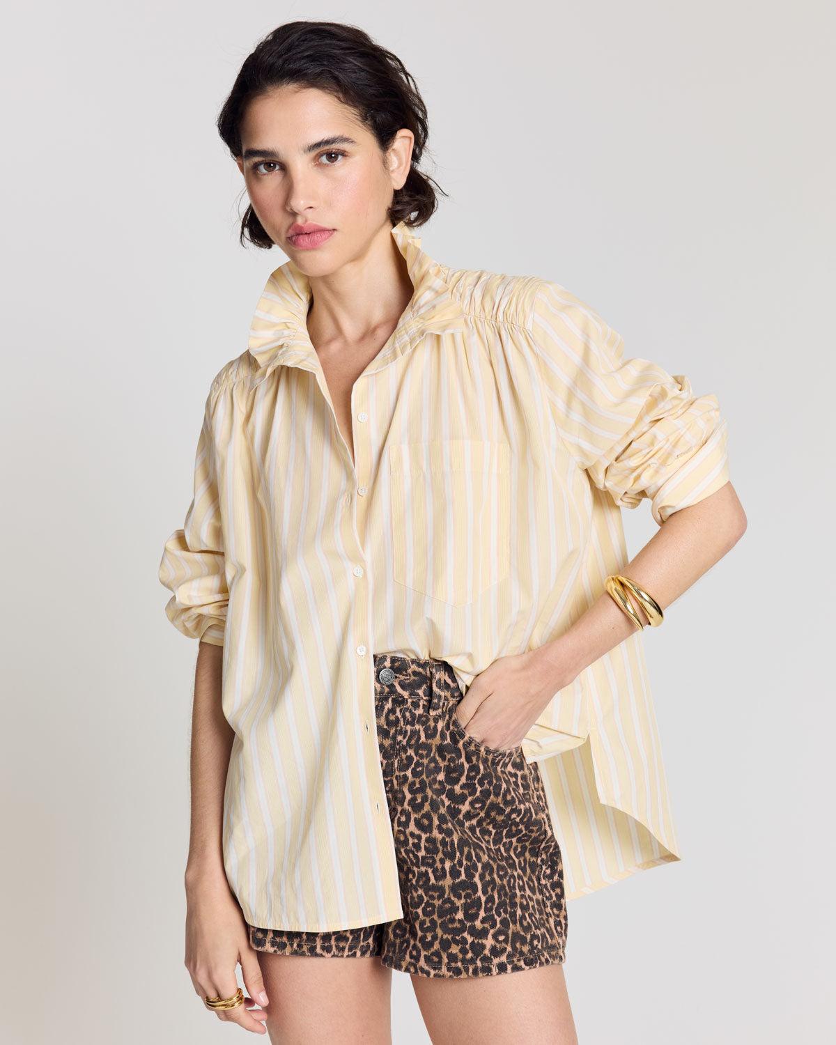 Leonor yellow striped shirt by BALZAC PARIS