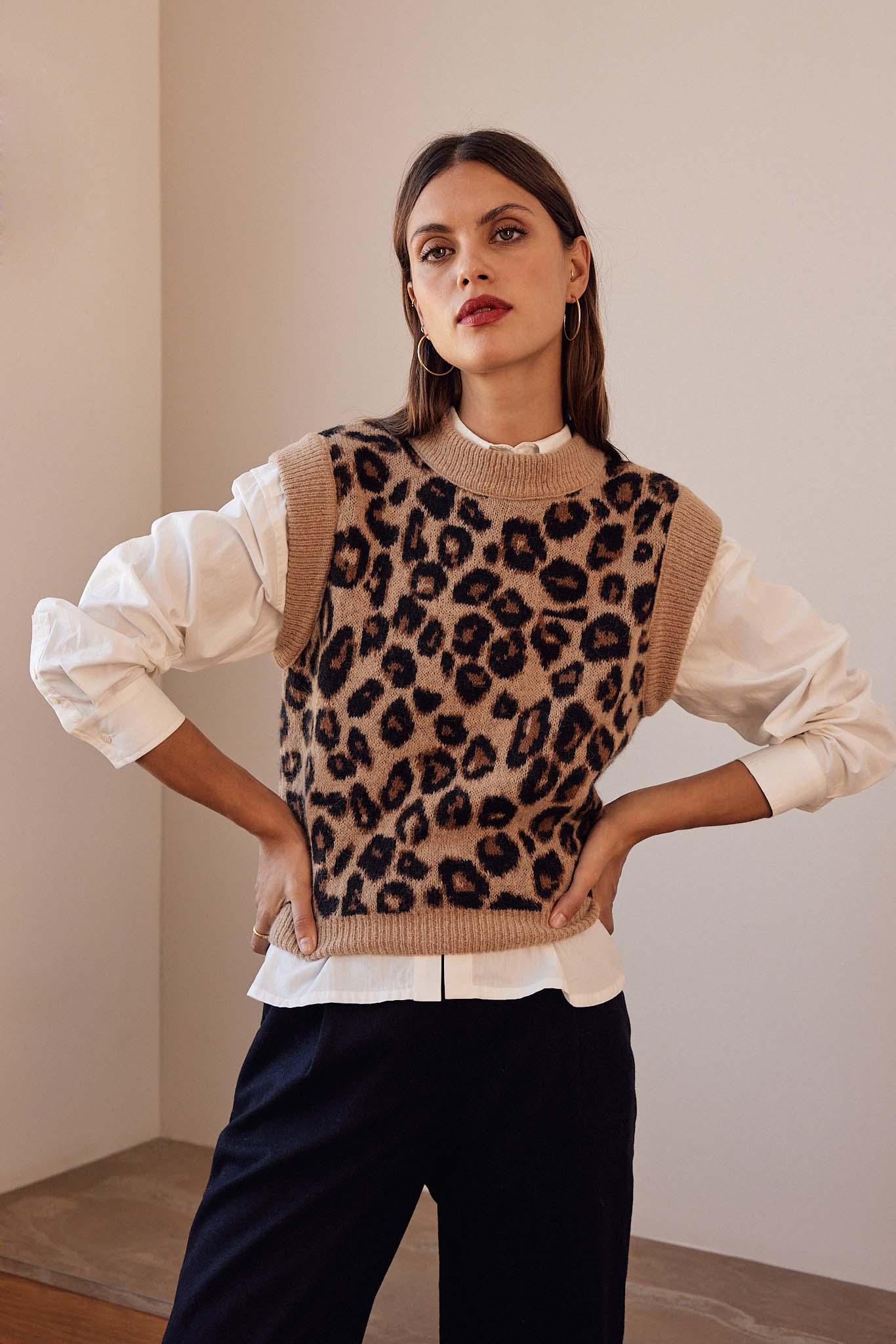 Leopard blason sweater by BALZAC PARIS