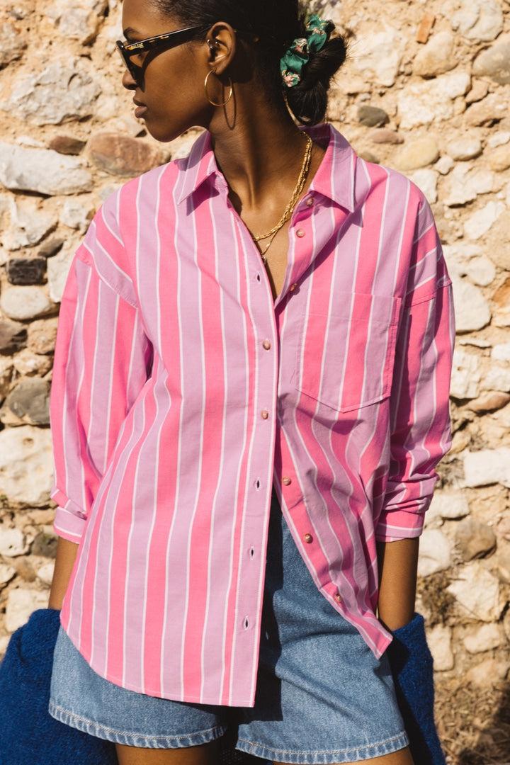 Liberte shirt with pink stripes by BALZAC PARIS