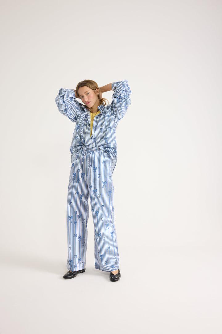Lisea pants with blue knot print by BALZAC PARIS