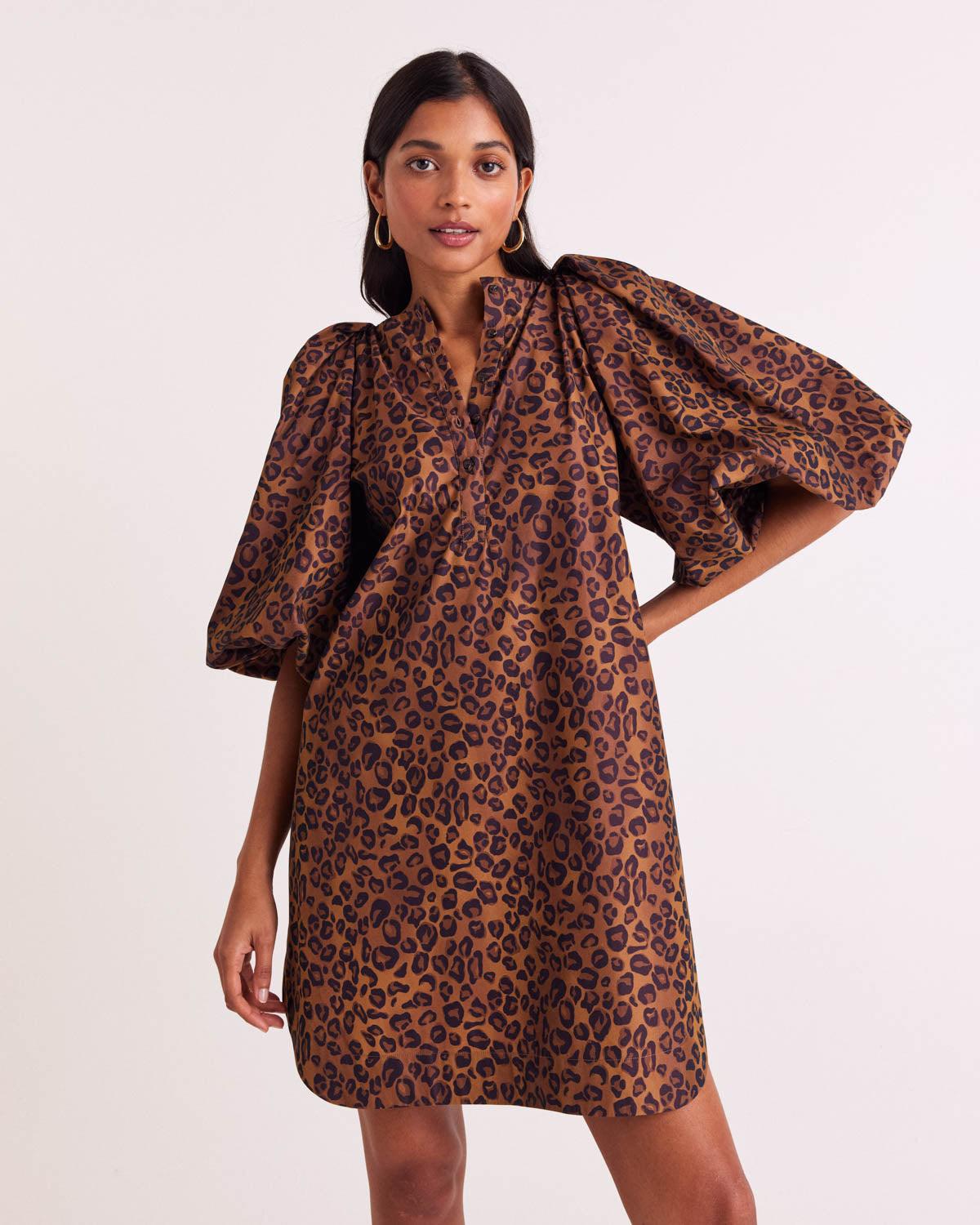 Livia dress, hazelnut leopard print by BALZAC PARIS