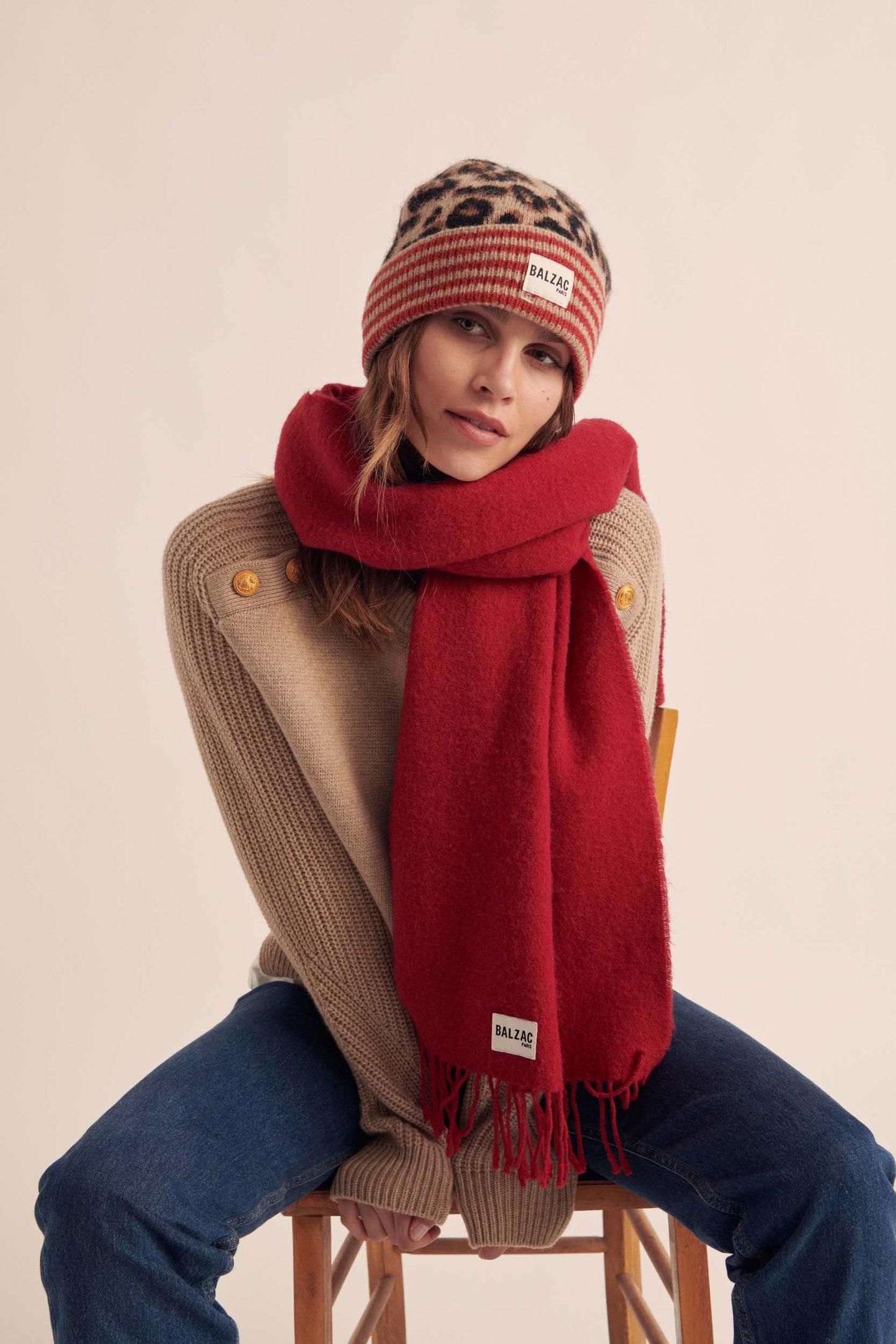 Lou hat with red and leopard stripes by BALZAC PARIS