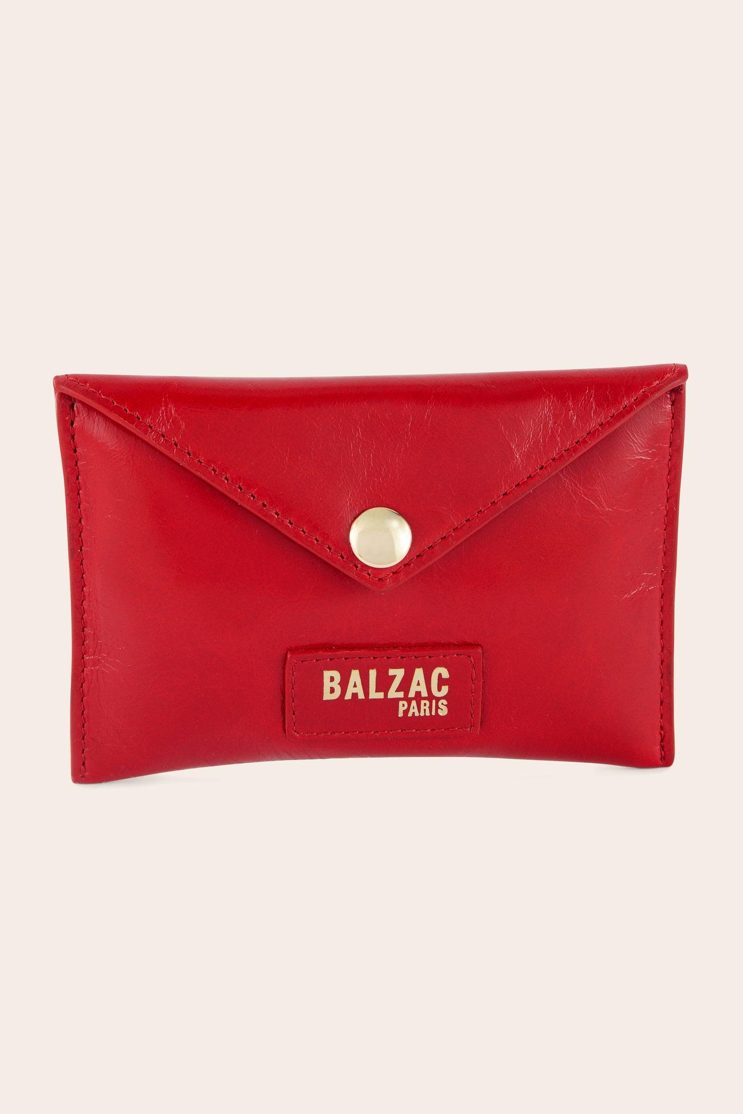 Louisa crumpled red card holder by BALZAC PARIS