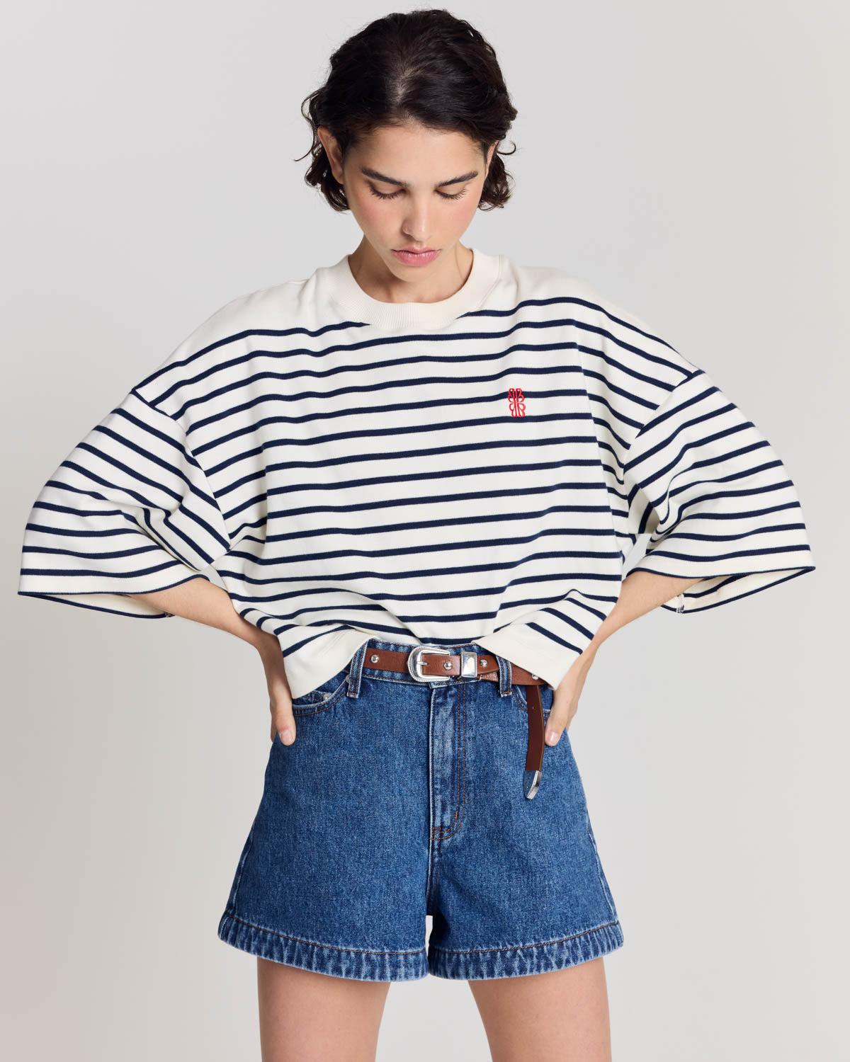 Lucien striped T-shirt, navy and white by BALZAC PARIS